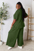 Double Take Full Size Round Neck Slit Top and Pants Set