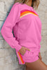 Bonbon Striped Accent Pullover and Shorts Two Piece Casual Set