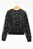 Sequin Round Neck Long Sleeve Blouse