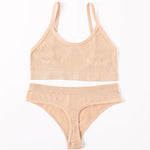 Women Seamless Bras Panties Set Sports Crop Top High Waist Briefs Sexy Lingerie Set Low Back Bralette Fitness Underwear Set