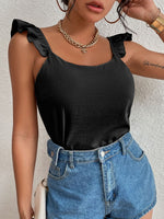 Backless Ruffled Scoop Neck Tank