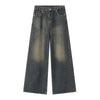 2025 Spring New Trendy Jeans Metal Ring Design Male Gradient Color Washed Straight Male Denim Pants Wide Leg Casual 9C354