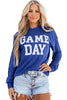 Bluing Corded GAME DAY Graphic Long Sleeve Crewneck Top