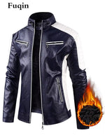 Racing Driver Leather Jacket for Men Fall Winter Thick Warm Coat Sports Red Fashion Casual Patchwork Color Loose Man Clothing