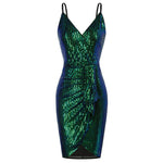 Women's Fashion Temperament Camisole V-neck Sequins Skinny Sheath Evening Dress
