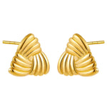 Stainless Steel Texture Geometric Stud Earrings for Women Smooth Metal Gold Plated Twist Knot Earring Statement Vintage Jewelry