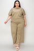 Double Take Full Size Texture Short Sleeve Top and Pants Set