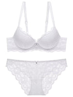 1 Set Elegant Lace Embroidery & Breathable Fabric Lingerie Set: Push-Up Bra, Drop Waist Sheer Panty - Ultimate Valentine'S Day