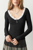 Lace Detail Scoop Neck Long Sleeve Top