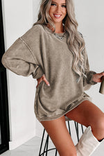 Gray Valentine Sequin XOXO Corded Crew Neck Sweatshirt