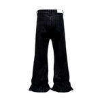 Streetwear Black Glue Coated Boot Cut for Men and Women Straight Baggy Casual Flare Pants Oversized Loose Denim Trousers