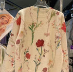 High-End Sparkle Diamonds Flowers Printed Sweater Women'S Autumn Winter Clothes New Trend Outerwears Knitted Pullover Pull Femme