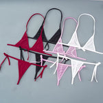 Sexy Mini Bra Sets Wirefree Ultra-Thin Mesh Unlined Bra Brief Set Black Transparent 2 Pieces Halter Women'S Exotic Lingerie Sets