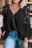 Cutout V-Neck Three-Quarter Sleeve Top