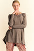 Davi & Dani Round Neck Dropped Shoulder Long Sleeve Knit Top