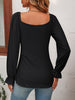 Mandy Tie Front V-Neck Puff Sleeve Blouse