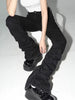 Reddachic Black Ruched Flare Jeans Women Solid Stretch Bootcut Stacked Pants High Rise Trousers Harajuku Goth Grunge Y2K Clothes