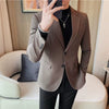 High Quality Solid Color Men'S Blazer Jacket Autumn Winter Casual Business Formal Blazer Social Wedding Banquet Party Coat 2024