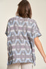 Davi & Dani High-Low Geometric Round Neck Knit Top