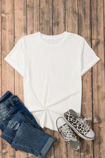 Gray Casual Plain Crew Neck Tee
