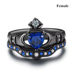 Charm Couple Ring Men'S Stainless Steel Celtic Dragon Ring Blue Zircon Women'S Ring Sets Valentine'S Day Wedding Band Jewelry