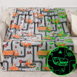 Dinosaur Gifts Toys for Kids Boys - Dino Glow in the Dark Blanket Christmas Birthday Gift for Age 1-14 Years Old Teens Child Toddler Girl Son Halloween Valentine'S Day Easter Presents Throw Gray