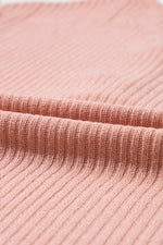 Rose Tan Rib Textured Henley Knit Top