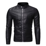 Men'S Standing Collar Leather Jacket Autumn Oversized Slim Motorcycle Cycling Suit Winter Thickened PU Leather Work Clothes