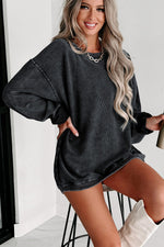 Gray Valentine Sequin XOXO Corded Crew Neck Sweatshirt