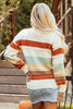 Crew Neck Drop-shoulder Striped Color Block Sweater