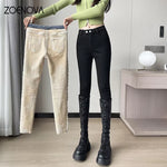 2024 Winter Thick Velvet Women Jeans High Waist Skinny Jeans Simple Fleece Warm Slim Stretch Casual Denim Pencil Pants