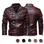 New Men'S Leather Jackets Autumn and Winter Casual Motorcycle Slim PU Jacket Biker Leather High Quality Fashion Warm Overcoat