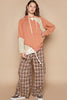 POL Floral Patchwork Distressed Drawstring Hoodie