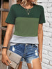 Color Block Round Neck Short Sleeve T-Shirt