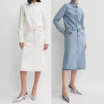 LUXURY Cotton Jeans Set for Women 2025 Spring Casual Versatile Long Sleeve Shirt, High Waist Straight Leg Pants