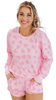 Pink Valentine Heart Shape Print Long Sleeve Top Shorts Lounge Set