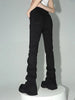 Reddachic Black Ruched Flare Jeans Women Solid Stretch Bootcut Stacked Pants High Rise Trousers Harajuku Goth Grunge Y2K Clothes