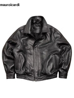 Spring Autumn Cool Handsome Black Hard Pu Leather Jacket Men Zipper Luxury Designer American Vintage Clothes 2024