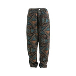 High Quality Ethnic Print Trendy Skateboard Jeans Men Fashion Denim Pants Vintage Casual Trousers Streetwear Baggy Men'S Pants