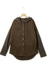 Gray Button Up Contrast Knitted Sleeves Hooded Jacket
