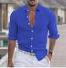 Men's Long Sleeve Shirt With Button Casual Solid Color Tops For Spring Autumn