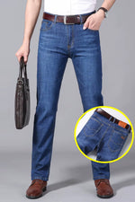 Men'S Jeans Summer Thin Pants Straight Blue Jean Baggy Casual Work Denim Pant High Elasticity Wide Leg Business Male