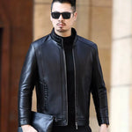 YX-221 Natural Leather Jacket Men'S Stand-Up Collar Business Casual Fur One-Piece Men'S Super Soft SE Plush Liner Warm Jacket