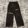 Hip Hop Fashion Brand Straight Jeans Loose Wide Leg Cropped Pants