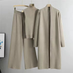 2024 New Autumn 3 Piece Women Cardigan Tracksuits Fashion Knitted Pant Set Winter Ladies Solid Sweater Suit Vintage Fashion