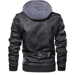 Hood Leather Jacket Streetwear Biker Coat Slim Fit Autumn Winter Coat Men Fur Lined Men Motorcycle Jacket Fashion Men Jacket