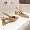 Summer New Pointed Solid Color Simple Shallow Mouth Comfortable Women'S Outwear Back Strap Fashion Sandals Women