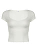 Lace Detail Sweetheart Neck Short Sleeve T-Shirt