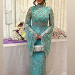 Customized Sparking Prom Dress High-Neck Crystal White Gem Stones Luxury Fully Gown Mermaid Maxi Skirt Formal Ball