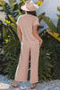 Wild Wind Solid Corded Knit Short Sleeve T Shirt and Wide Leg Pants Set